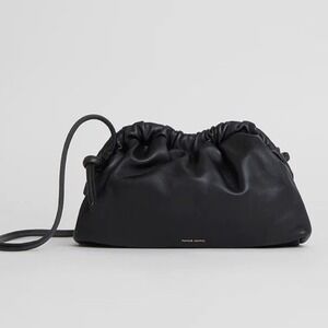 Mansur Gavriel Mini Cloud Clutch Black Lambskin Leather Red Interior Crossbody